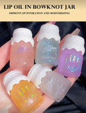 Bow Milk Jar Lip Gloss Moisturizing Mirror Water Shine With Fine Twinkle / Lip Oil in Bowknot Jar