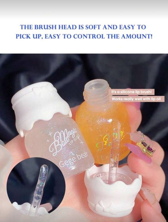 Bow Milk Jar Lip Gloss Moisturizing Mirror Water Shine With Fine Twinkle / Lip Oil in Bowknot Jar