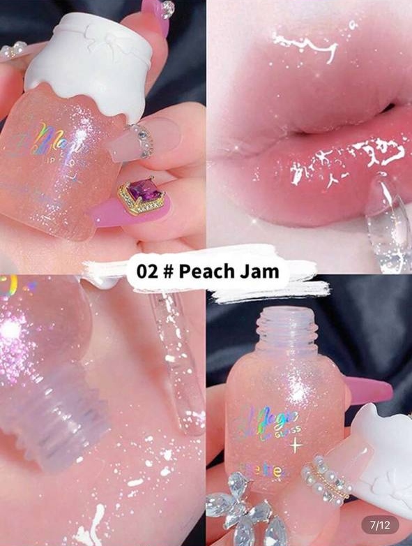 Bow Milk Jar Lip Gloss Moisturizing Mirror Water Shine With Fine Twinkle / Lip Oil in Bowknot Jar