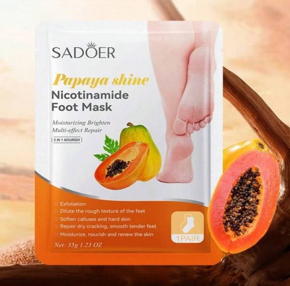 SADOER Papaya shine Nicotinamide Foot Mask (Moisturizing Brighten Multi-effect Repair)