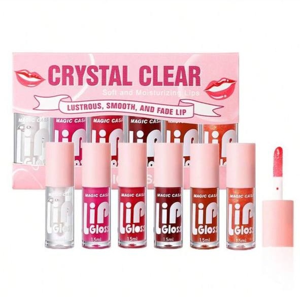 MAGIC CASA Lip Gloss Set (CRYSTAL CLEAR - Lustrous, Smooth, and Fade Lip)