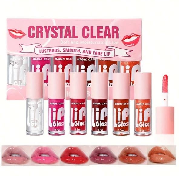 MAGIC CASA Lip Gloss Set (CRYSTAL CLEAR - Lustrous, Smooth, and Fade Lip)