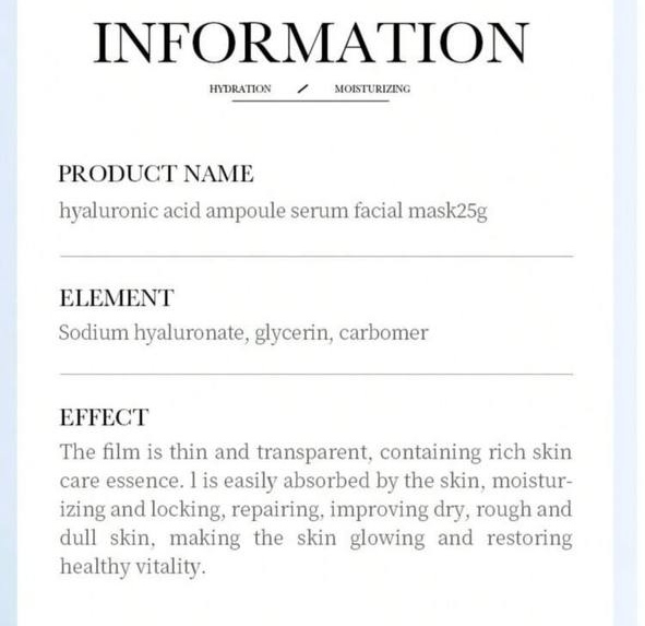 SADOER Hyaluronic Acid Ampoule Serum Facial mask