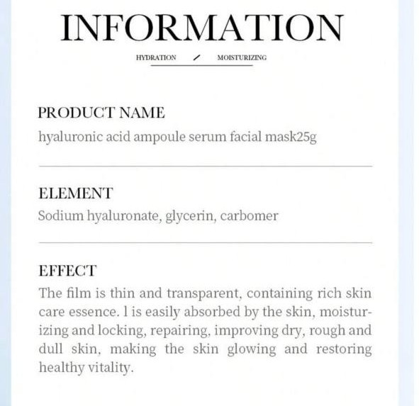 SADOER Hyaluronic Acid Ampoule Serum Facial mask